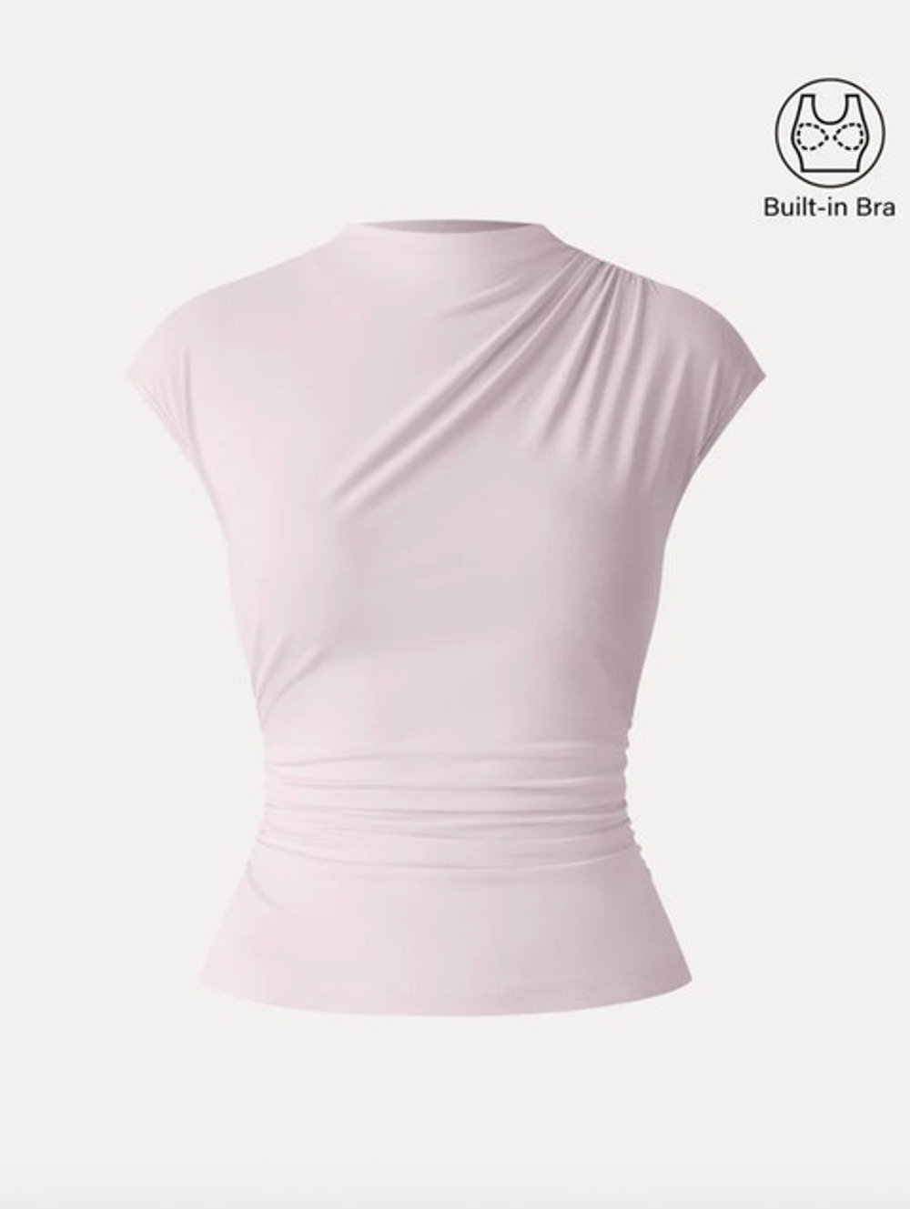OGL Top Size M NEW Eco-SkinKiss Mockneck Ruched Cropped Bra Top Primrose Pink